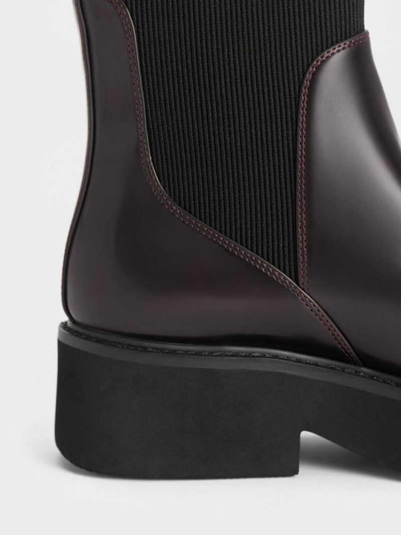 Charles & Keith Ankle Socken Stiefel Bordeaux | 294VZNORP