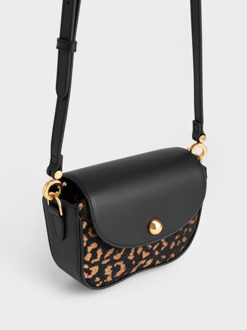 Charles & Keith Beaded Metallic Handle Sculptural Schultertaschen Schwarz | 506HSYCJP